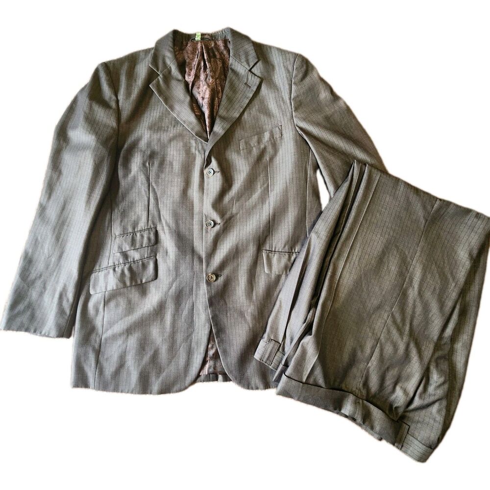 Steve Harvey Prince Suit 46L 38x31 Grey Pinstripe Read Description